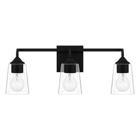 Quoizel Thoresby 3-Light Matte Black Vanity Light THO8622MBK